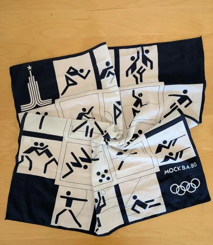 Vintage foulard des jeux olympiques d'été de 1980 Mobka 80 fabrication française